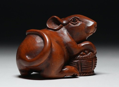 Antico topo giapponese netsuke - topo,
