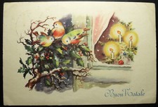 CARTOLINA BUON NATALE 1954 VIAGGIATA SERIE 318/4 PETTIROSSI E CANDELINE