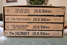 Gold Foil Book Box Set Lord of The Rings Trilogy JRR Tolkien +The Hobbit 1973