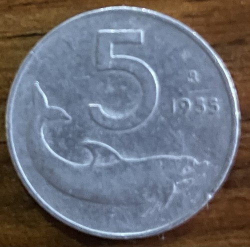 Moneta lire delfino - lire, 1955
