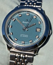 Orologio Bulova Automatico Acciaio Monoblocco 1970 d'Epoca Raro Quadrante Verde