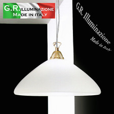 LAMPADARIO MODERNO IN VETRO S. BIANCO TELAIO ORO Ø40 LAMPADA A SOSPENSIONE Tina