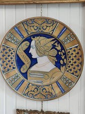 Grande piatto ceramica maiolica a lustro ditta Grazia Deruta 41 cm circa