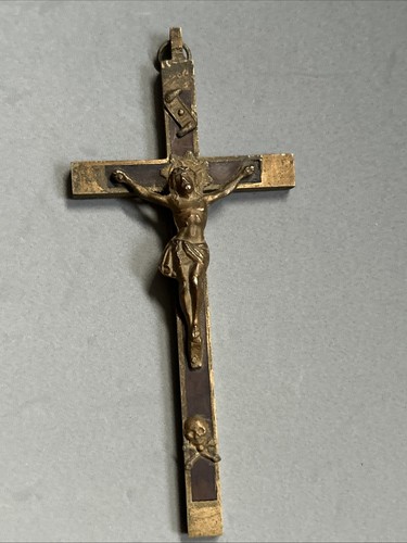Crocifisso antico teschio - xl,