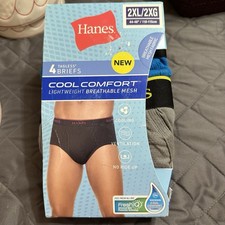 Hanes Tagless Briefs 4-pk Mens Comfort Wicking Cooling Odor Protect 2XL 44-46