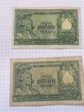 2 BANCONOTE 50 LIRE ELMATA del 31/12/1951
