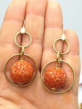 Orecchini pendenti  con  Vero corallo rosso Di Sardegna In Argento 925