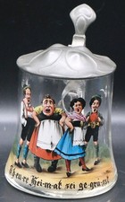 Raro Boccale Da Birra Dipinto Inizi 900 "Saluti Alla Cara Patria"  0,5 Litri 