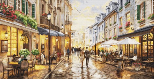 Kit punto croce night - punto, cafe"