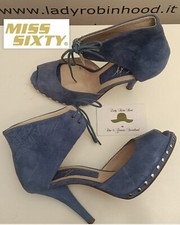 MISS SIXTY SCARPE SANDALO CON TACCO e CAVIGLIERA AZZURRO