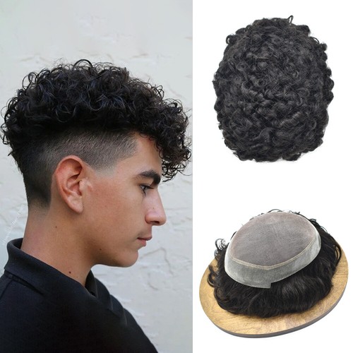 Toupee riccio per uomo nero - toupee,