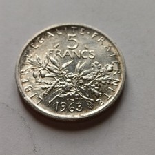 Moneta In Argento 5 Franchi Repubblica Francese 1963 Alta Qualità Lotto 1750