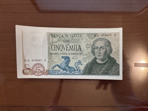 Banconota lire 5000 - banconota, colombo
