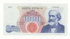 1000 LIRE GIUSEPPE VERDI I°  TIPO EMISSIONE  25 /07 / 1964     R2