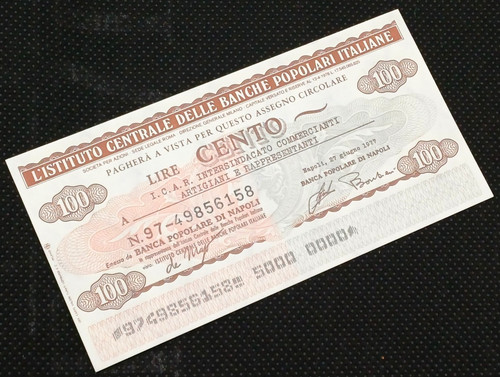 Mini assegno lire 100 - mini,