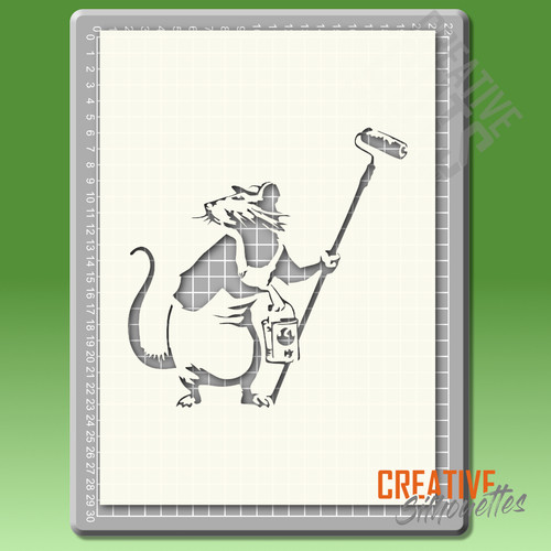 Banksy rat painter stencil - rat, ---