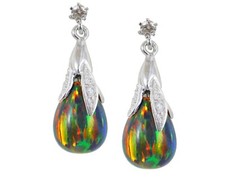 9ct Oro Bianco Nero Opale &