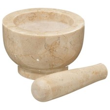 Mortaio Cilio in marmo beige