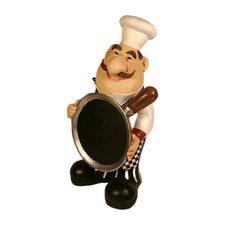 Fat Italian Chef Chalkboard Frying Pan Figure Figurine Kitchen Restaurant Decor