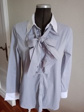 Camicia Zara fiocco rimovibile a righe blu bianco volant camicetta a fiocco nuova