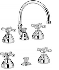 Rubinetto 3 fori bidet + lavabo batteria manopole a croce classico miscelatore
