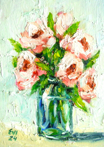 Peonie vaso dipinto olio - vaso,
