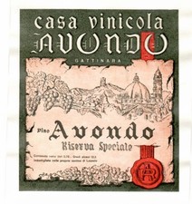 Etichetta vintage originale  Vino Avondo Riserva Speciale (Gattinara)