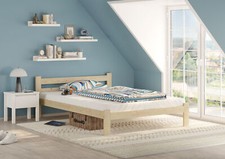 Letto matrimoniale in legno 140x200 in abete massello verniciato con accessori