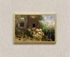 ANNIGONI NO: SILVESTRO PISTOLESI A CASA DIPINTO SU TAVOLA 10X15 CON AUTENTICA.