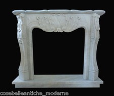 Cornice Caminetto Camino Marmo Bianco Carrara Marble Fireplace Luigi XV L.150cm