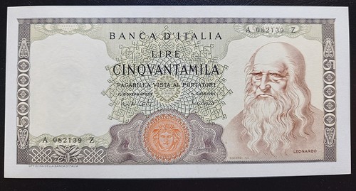 50000 lire leonardo 1970 - leonardo, 19-07-1970