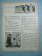 1904 articolo MIDGET CITY LA CITTA DEI NANI in America a new York - V. Burti