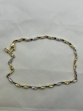 BRACCIALE ORO 18KT 750% UOMO DONNA BICOLORE GIALLO BIANCO MAGLIA A CATENA OR