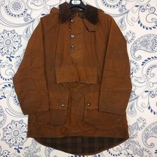BARBOUR LONGSHOREMAN VINTAGE 90S MADE IN UK PULLOVER HOOD POCKET LIVING BROWN 