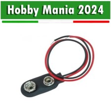 5 Pezzi - Connettore a clip per batteria 9V Volt con Fili