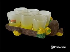 Vassoio Vintage e Bicchieri da Limoncello APECar Raro in resina e vetro satinato