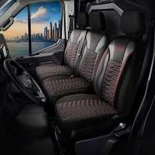 Auto Rivestimenti Sedili per Fiat Ducato Fatto su Misura 2+1 Sedile Nero Rosso