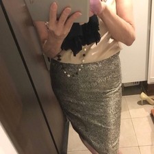 Gonna donna CHANEL logo tweed oro COCO MARK taglia 38 originale