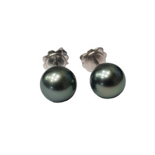 Orecchini in Oro Bianco 18 kt con Perle TAHITI 6.50 - 7.00 mm AAA