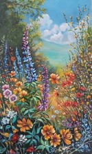 Quadro paesaggio prato fiori