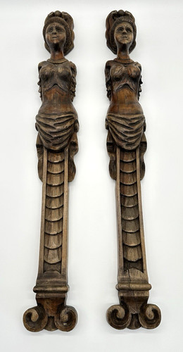 Coppia cariatidi legno - cariatidi,