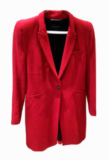 ZARA WOMAN Blazer Soprabito in Lana Taglia L Colore Rosso