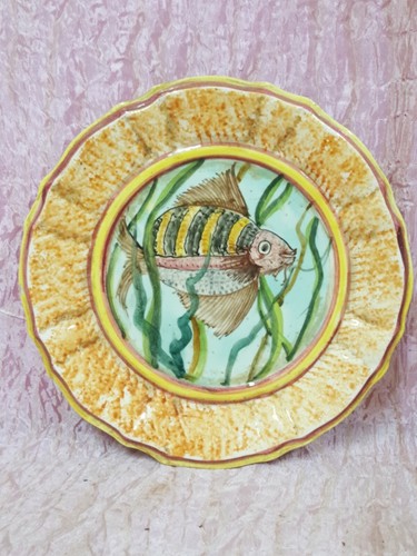 Piatto ceramica decoro - , a