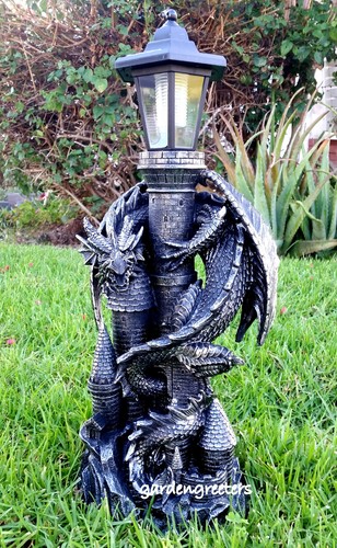 Drago con luce solare statua - luce,