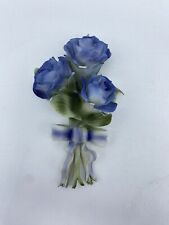 Mazzo di Rose Blu in Porcellana Capodimonte, dipinta a mano (G.C. Mollica)