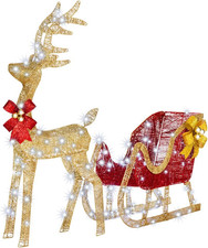 Renna Natalizia Luminosa XXL Con Slitta per Esterno Con 8 Funzioni Di Luce, Deco