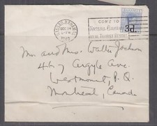 BAHAMAS, 1940 KGVI 3p. su 2 1/2d. Copertina Ultramarine, da Nassau al Canada.