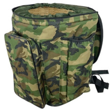 ZAINO MIMETICO per RACCOLTA FUNGHI con CESTA in VIMINI 3 TASCHE XL cm 40x30x41