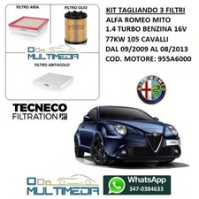 KIT TAGLIANDO 3 FILTRI TECNECO ALFA ROMEO MITO 1.4 TURBO BENZINA 16V 77KW 105 CV
