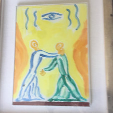 VIRGILIO GUIDI  ( ROMA 1891- VENEZIA 1984 ) "INCONTRO" OLIO SU CARTONE TELATO